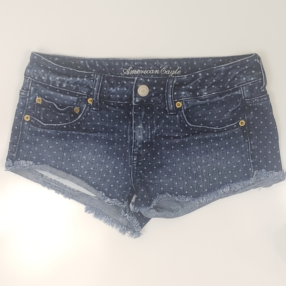 American Eagle Denim Polka Dot Cutoff Shor…